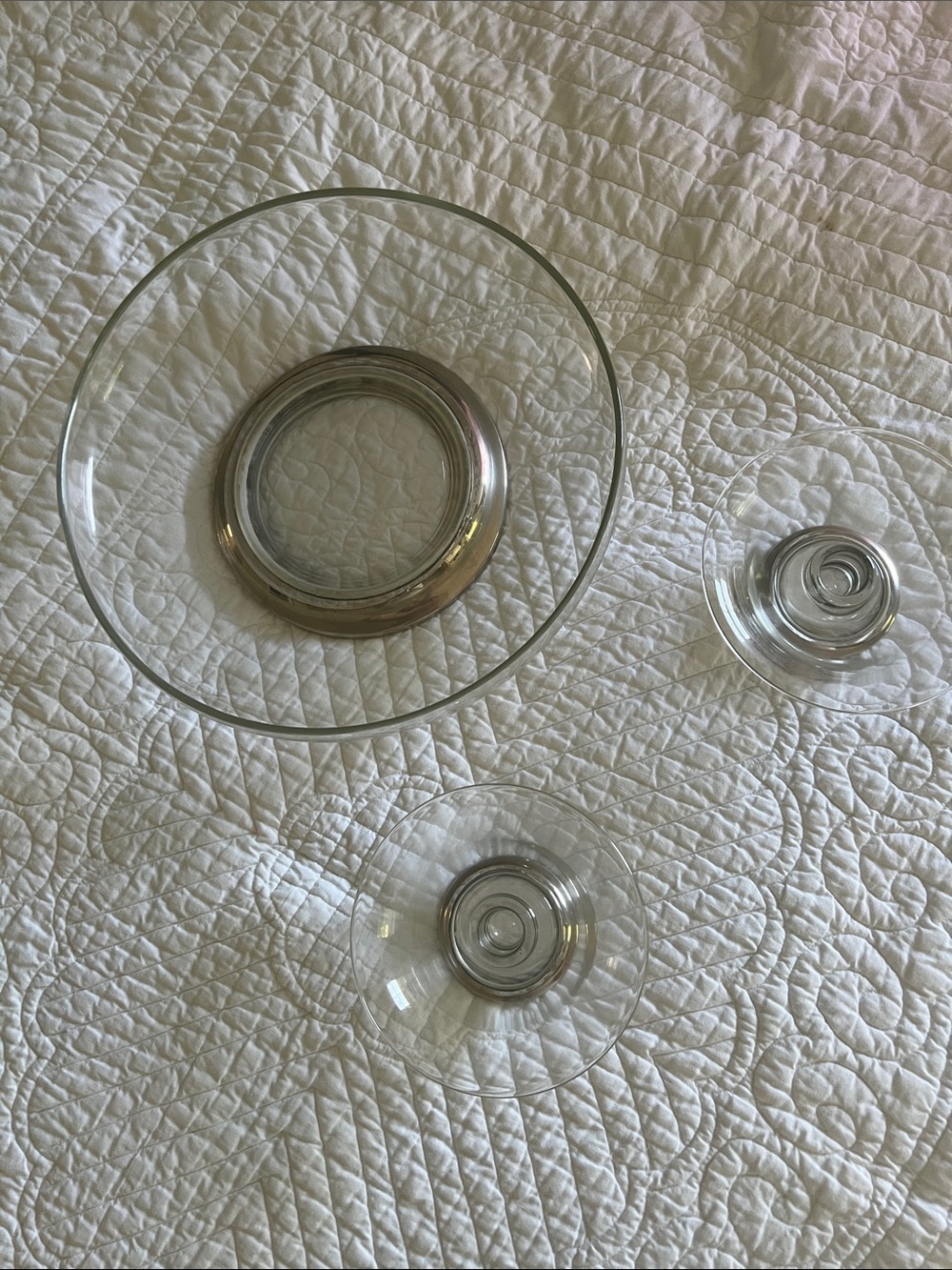 Vintage table center piece set 2 candle stick holders and a centerpiece dish